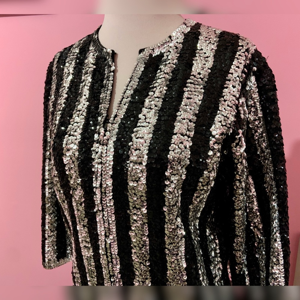 SOLD- Vintage Black & Silver Sequin Jacket